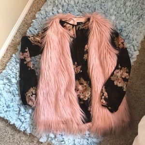 Pink Furry Vest Outfit